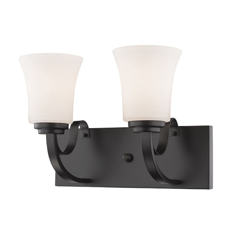 Z-Lite Halliwell 14" 2-Light Bronze Vanity Light With Matte Opal Glass Shade
