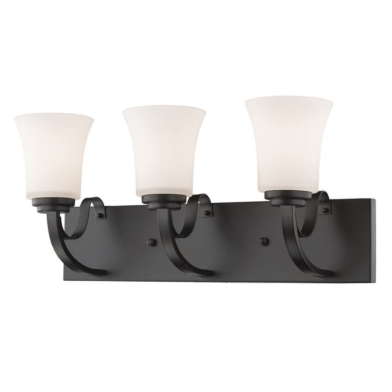 Z-Lite Halliwell 22" 3-Light Bronze Vanity Light With Matte Opal Glass Shade