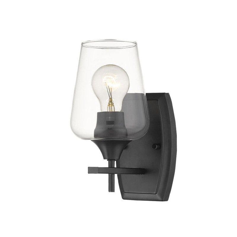 Z-Lite Joliet 5" 1-Light Matte Black Wall Sconce With Clear Glass Shade