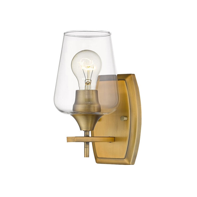 Z-Lite Joliet 5" 1-Light Olde Brass Wall Sconce With Clear Glass Shade
