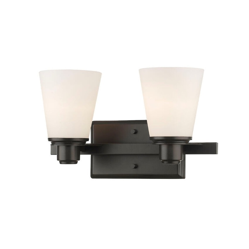 Z-Lite Kayla 14" 2-Light Bronze Vanity Light With Matte Opal Glass Shade