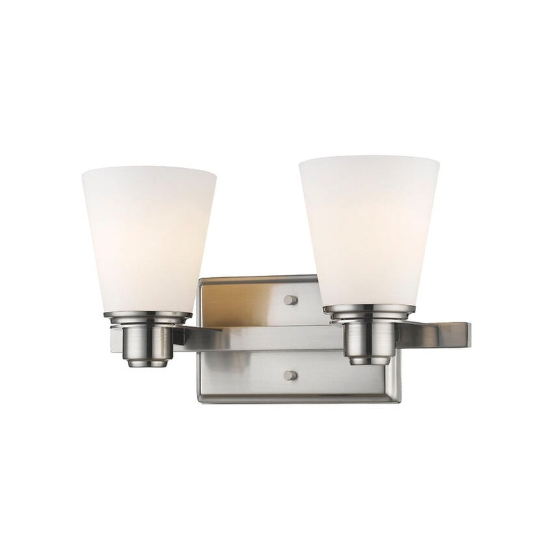Z-Lite Kayla 14" 2-Light Brushed Nickel Vanity Light With Matte Opal Glass Shade