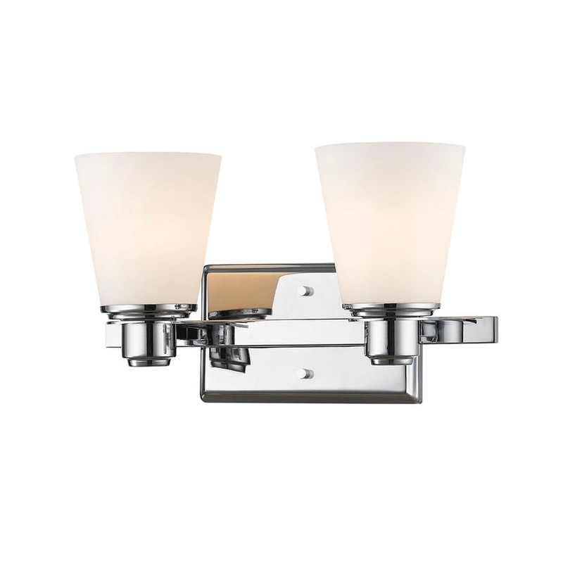 Z-Lite Kayla 14" 2-Light Chrome Vanity Light With Matte Opal Glass Shade