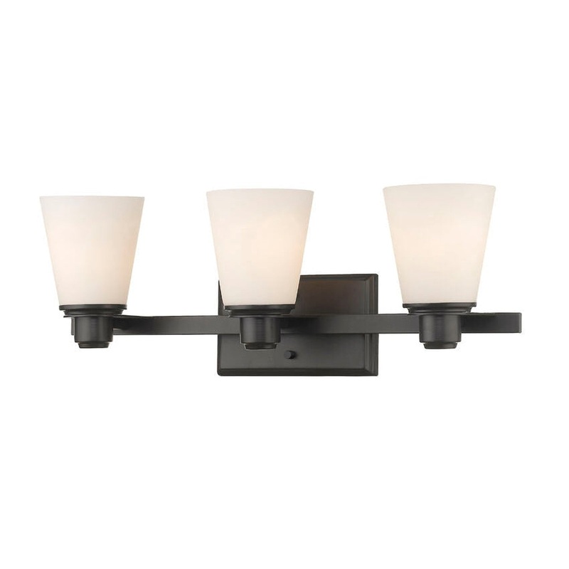 Z-Lite Kayla 22" 3-Light Bronze Vanity Light With Matte Opal Glass Shade