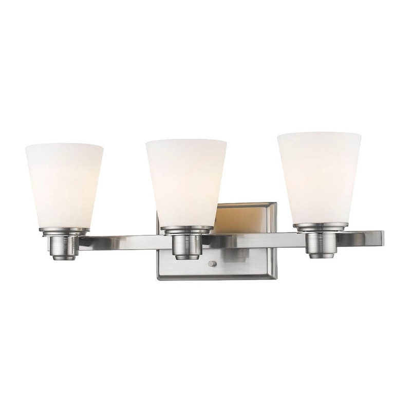 Z-Lite Kayla 22" 3-Light Brushed Nickel Vanity Light With Matte Opal Glass Shade