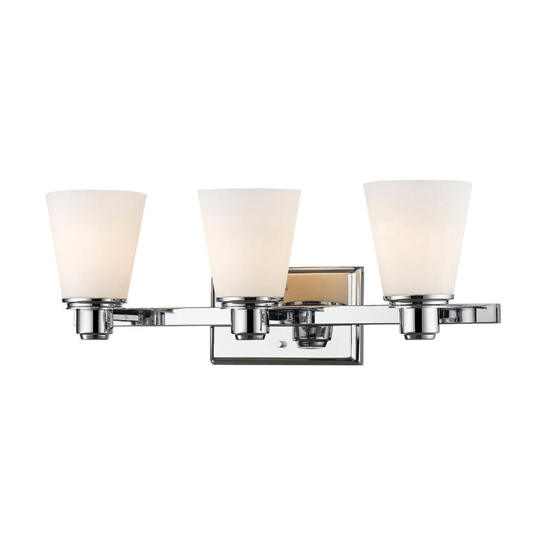 Z-Lite Kayla 22" 3-Light Chrome Vanity Light With Matte Opal Glass Shade
