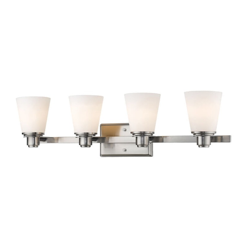 Z-Lite Kayla 30" 4-Light Brushed Nickel Vanity Light With Matte Opal Glass Shade