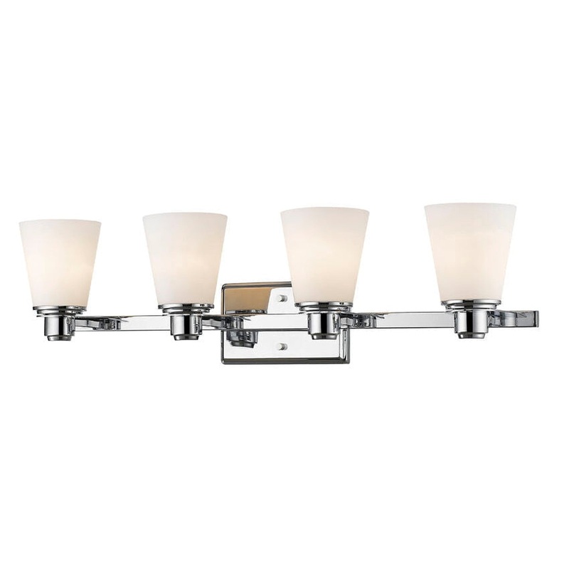 Z-Lite Kayla 30" 4-Light Chrome Vanity Light With Matte Opal Glass Shade