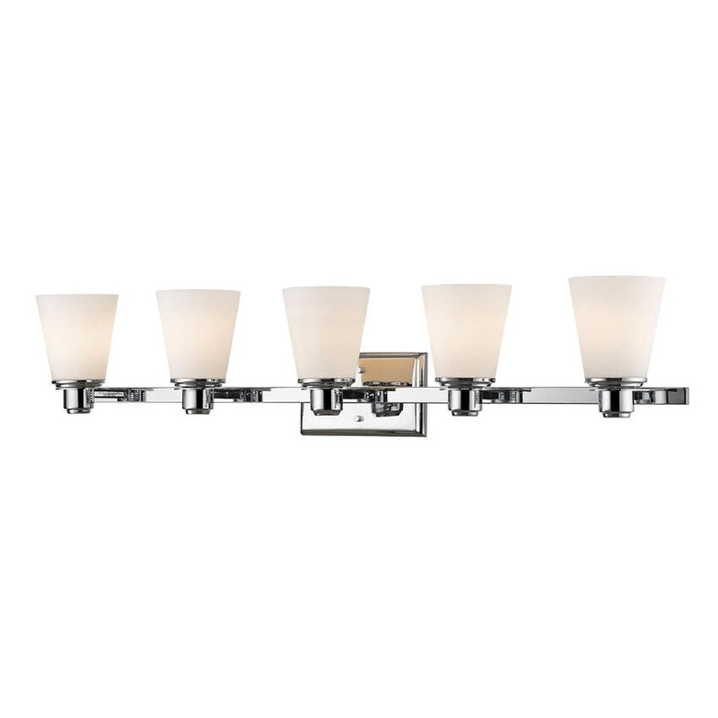 Z-Lite Kayla 39" 5-Light Chrome Vanity Light With Matte Opal Glass Shade