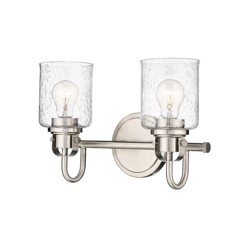 Z-Lite Kinsley 15" 2-Light Brushed Nickel Vanity Light With Clear Seeded Glass Shade