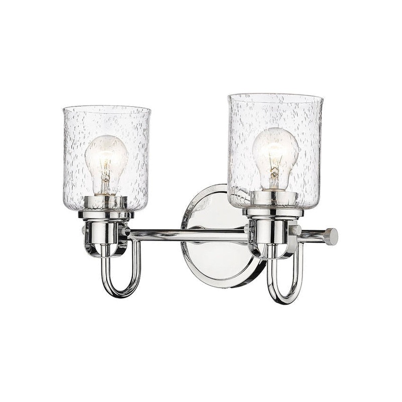 Z-Lite Kinsley 15" 2-Light Chrome Vanity Light With Clear Seeded Glass Shade