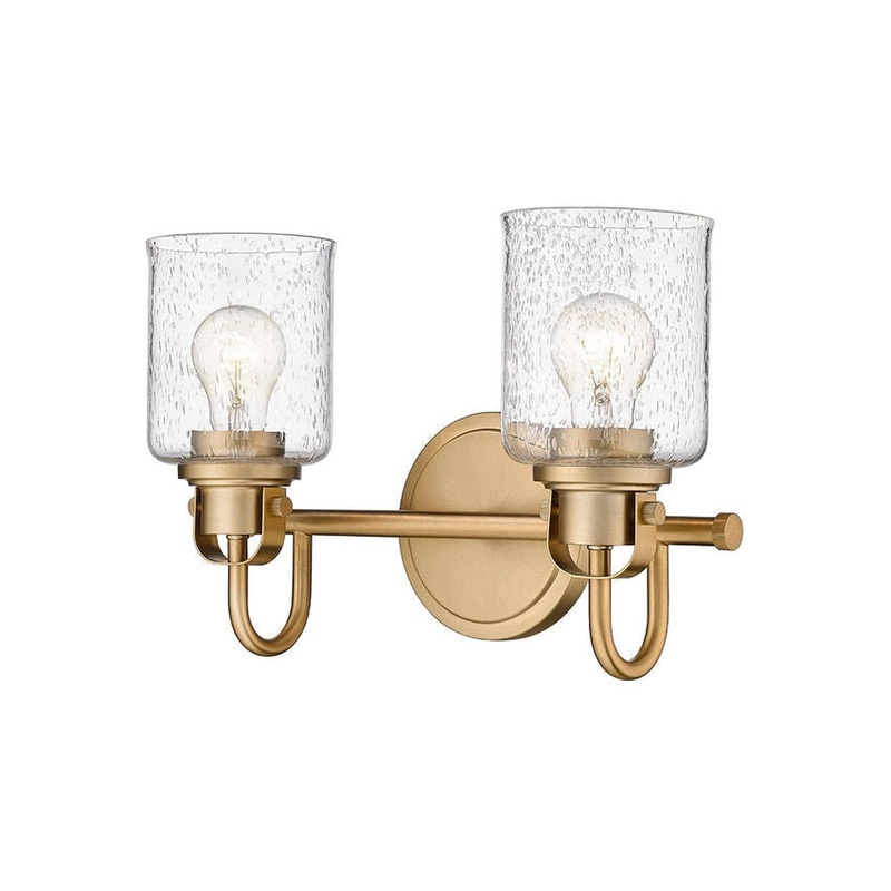 Z-Lite Kinsley 15" 2-Light Heirloom Gold Vanity Light With Clear Seeded Glass Shade