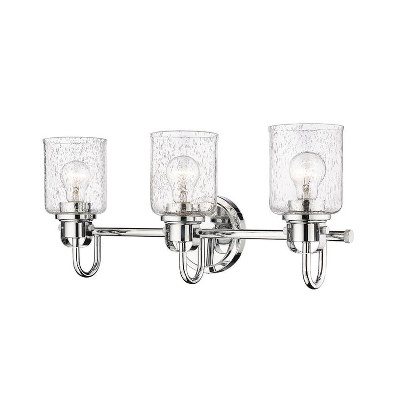 Z-Lite Kinsley 22" 3-Light Chrome Vanity Light With Clear Seeded Glass Shade