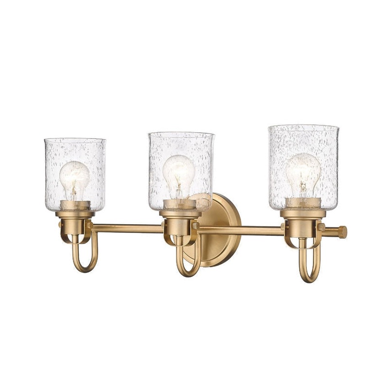 Z-Lite Kinsley 22" 3-Light Heirloom Gold Vanity Light With Clear Seeded Glass Shade