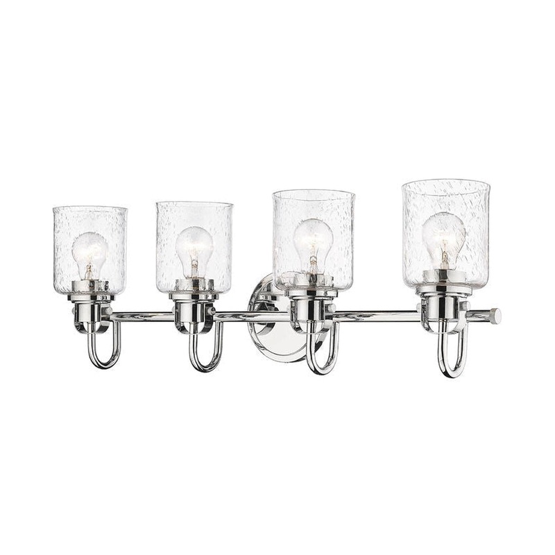 Z-Lite Kinsley 28" 4-Light Chrome Vanity Light With Clear Seeded Glass Shade