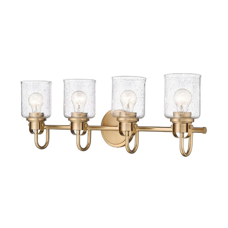 Z-Lite Kinsley 28" 4-Light Heirloom Gold Vanity Light With Clear Seeded Glass Shade