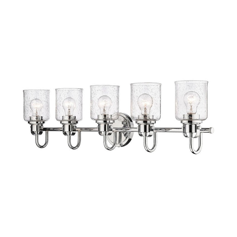 Z-Lite Kinsley 35" 5-Light Chrome Vanity Light With Clear Seeded Glass Shade
