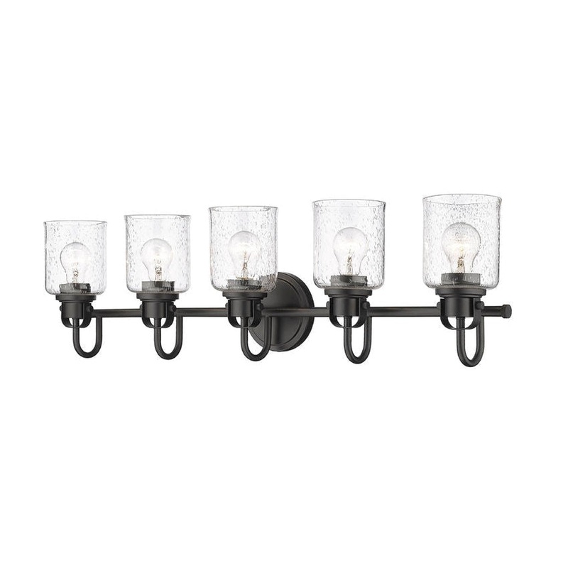 Z-Lite Kinsley 35" 5-Light Matte Black Vanity Light With Clear Seeded Glass Shade