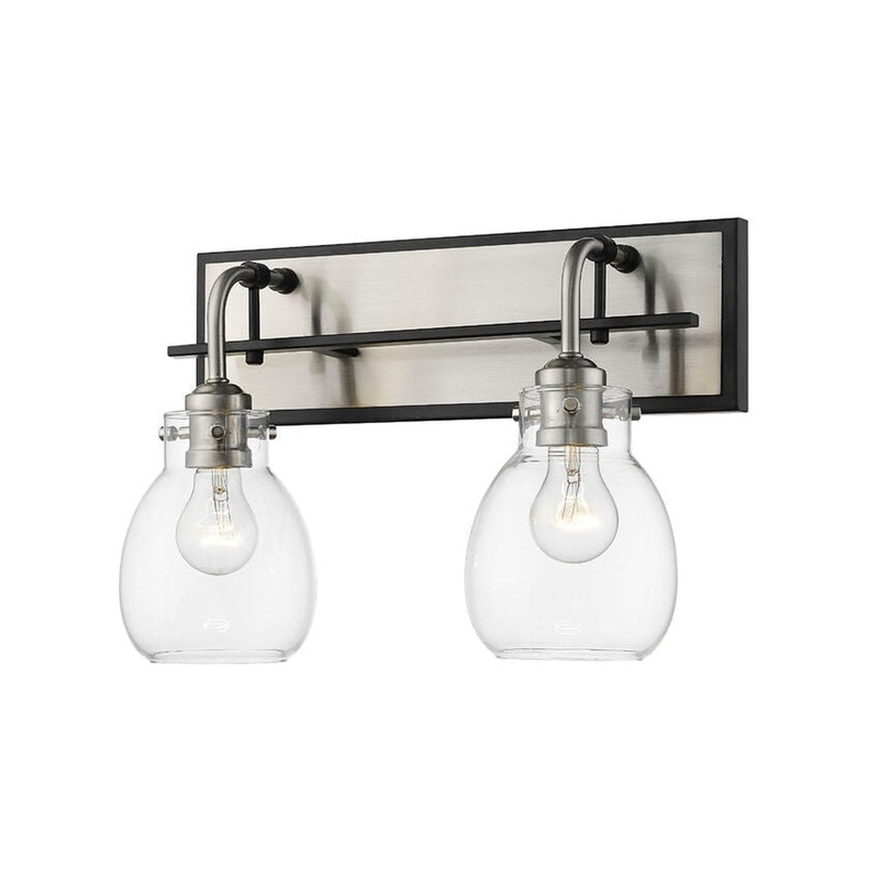 Z-Lite Kraken 16" 2-Light Matte Black and Brushed Nickel Wall Sconce With Clear Glass Shade