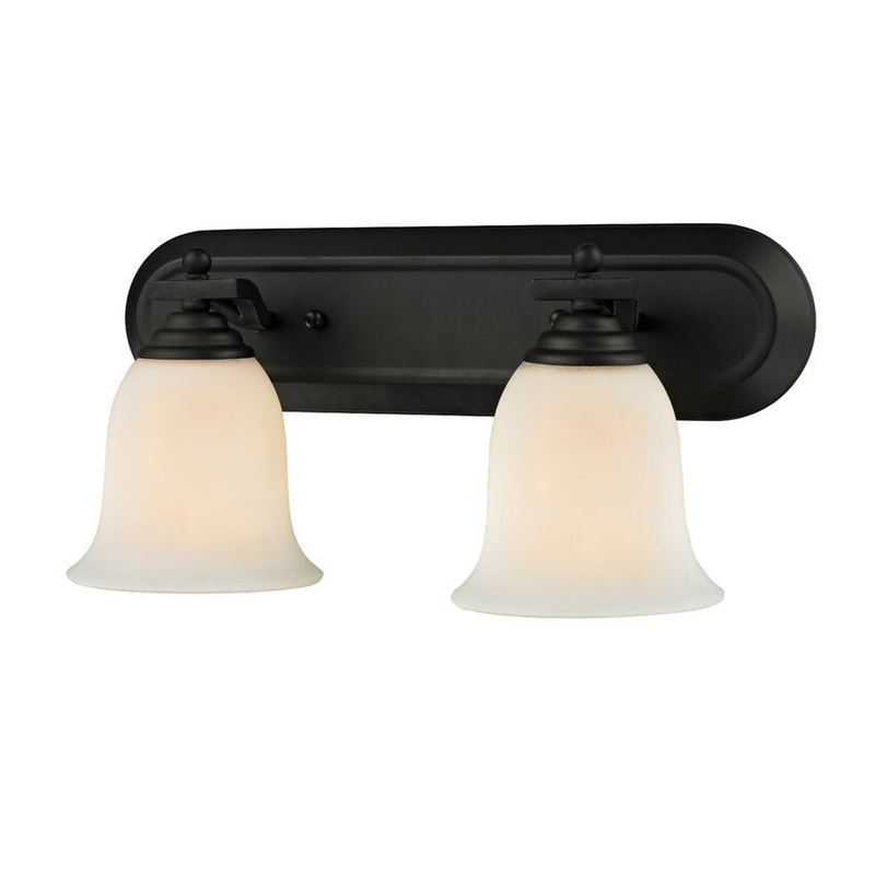 Z-Lite Lagoon 18" 2-Light Matte Black Vanity Light With Matte Opal Glass Shade