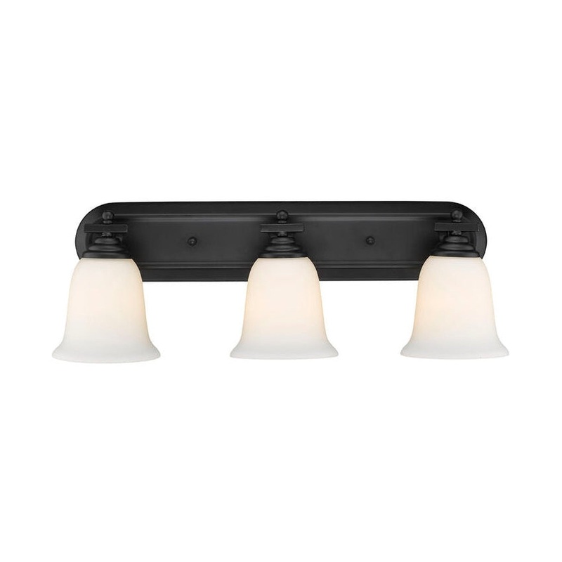 Z-Lite Lagoon 24" 3-Light Matte Black Vanity Light With Matte Opal Glass Shade