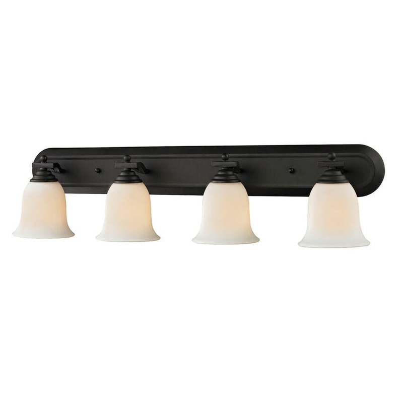 Z-Lite Lagoon 36" 4-Light Matte Black Vanity Light With Matte Opal Glass Shade