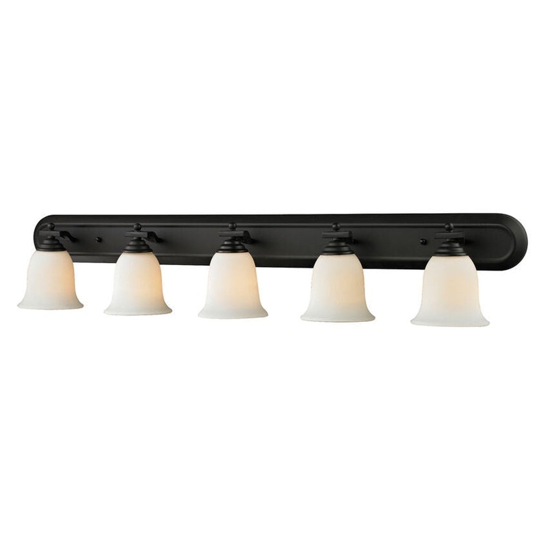 Z-Lite Lagoon 48" 5-Light Matte Black Vanity Light With Matte Opal Glass Shade