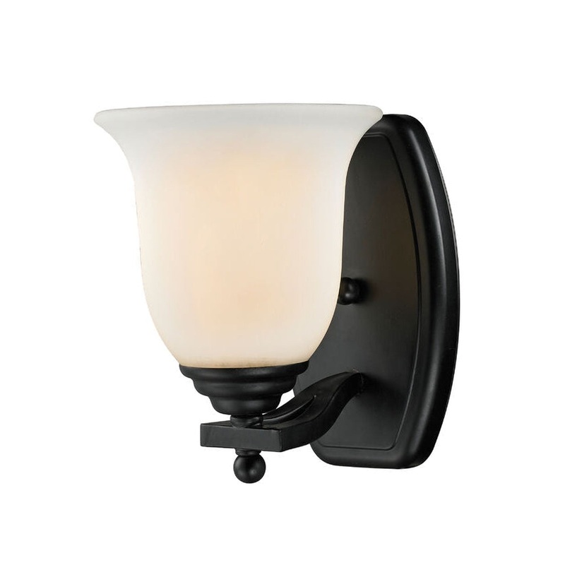 Z-Lite Lagoon 6" 1-Light Bronze Vanity Light With Matte Opal Glass Shade