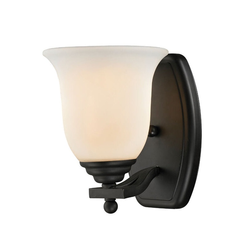 Z-Lite Lagoon 6" 1-Light Matte Black Vanity Light With Matte Opal Glass Shade