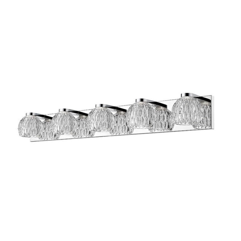 Z-Lite Laurentian 36" 5-Light LED Chrome Vanity Light With Clear Glass Shade