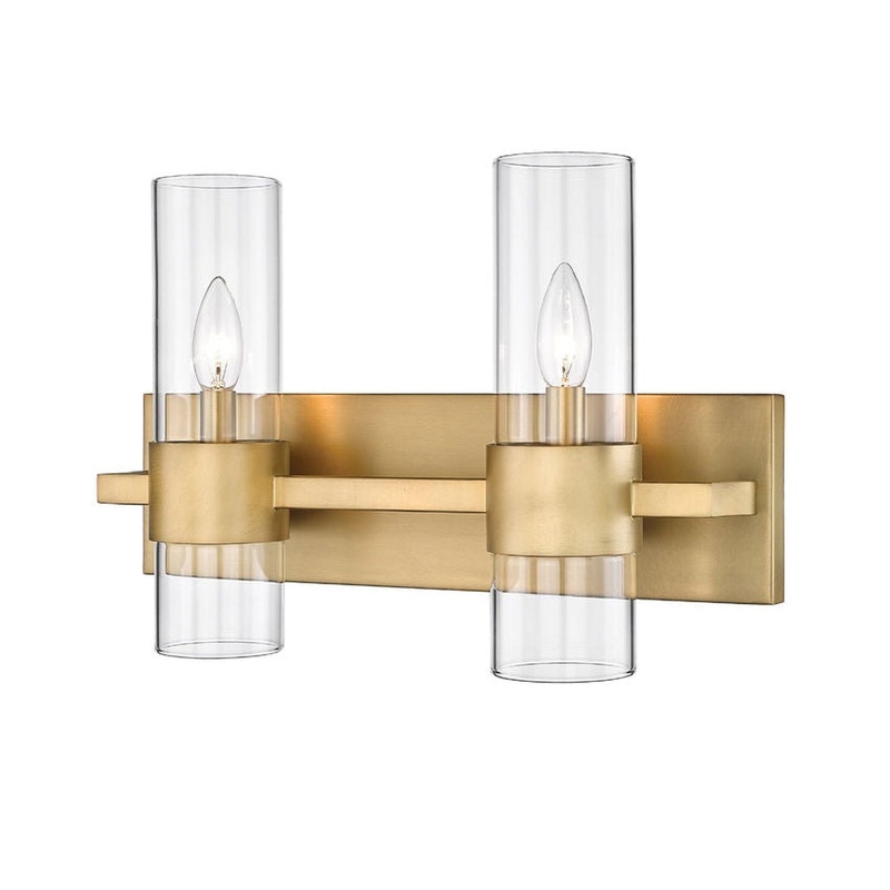 Z-Lite Lawson 17" 2-Light Rubbed Brass Vanity Light With Clear Glass Shade