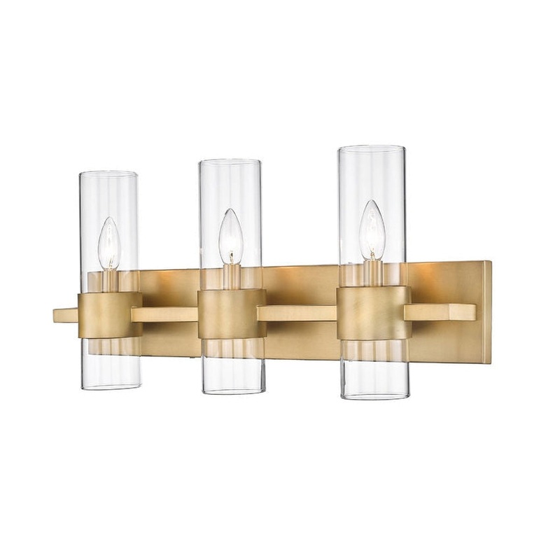 Z-Lite Lawson 25" 3-Light Rubbed Brass Vanity Light With Clear Glass Shade