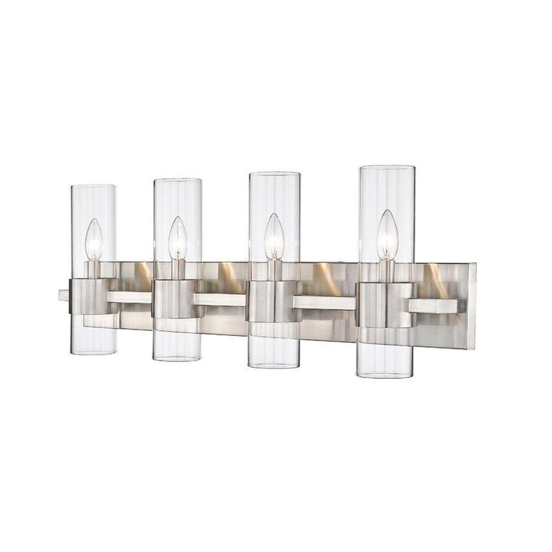 Z-Lite Lawson 32" 4-Light Brushed Nickel Vanity Light With Clear Glass Shade