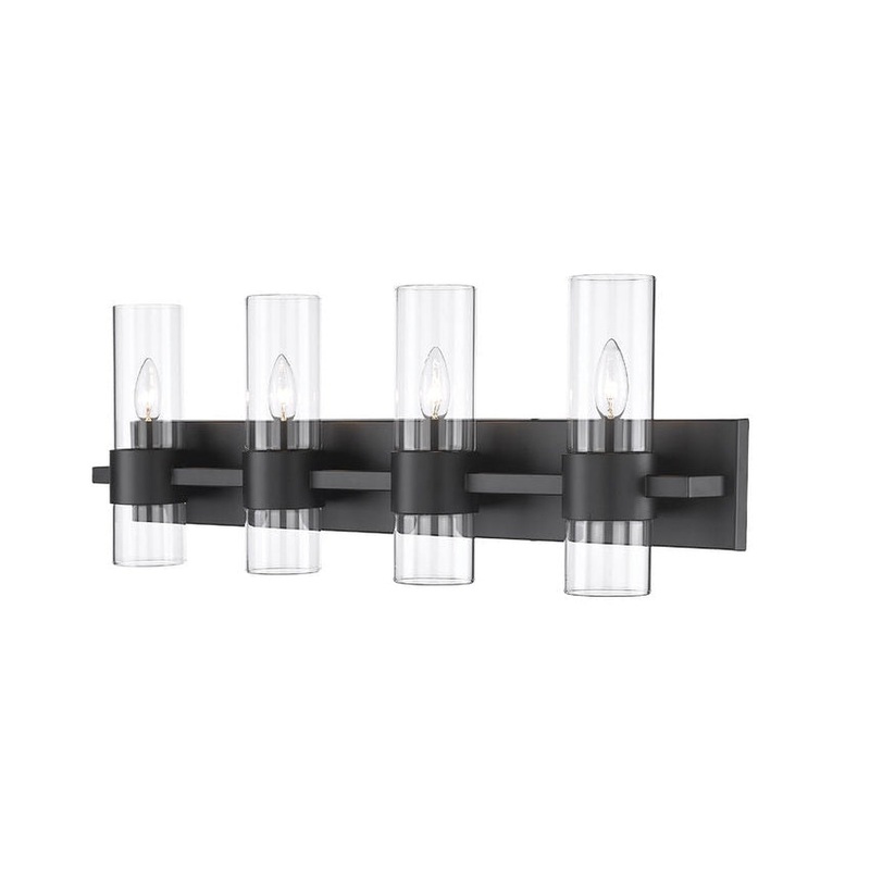 Z-Lite Lawson 32" 4-Light Matte Black Vanity Light With Clear Glass Shade
