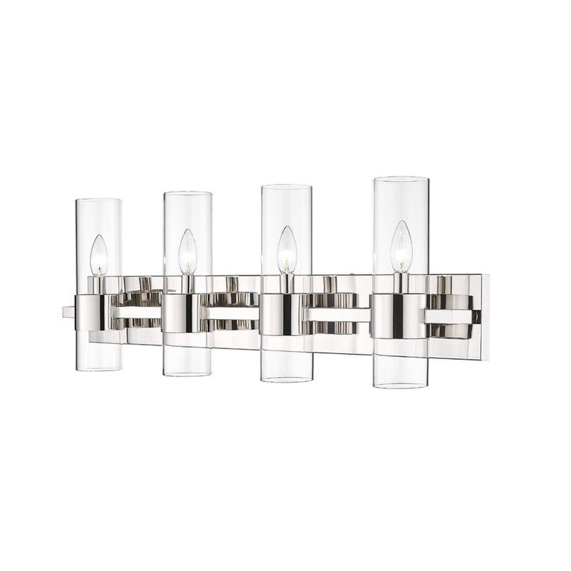 Z-Lite Lawson 32" 4-Light Polished Nickel Vanity Light With Clear Glass Shade