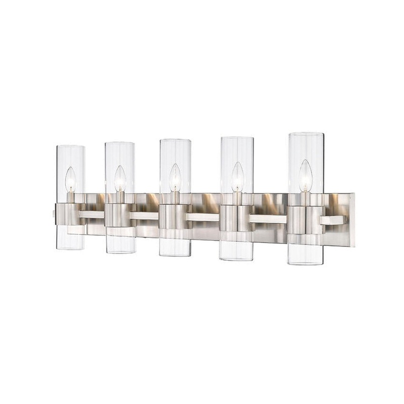 Z-Lite Lawson 38" 5-Light Brushed Nickel Vanity Light With Clear Glass Shade