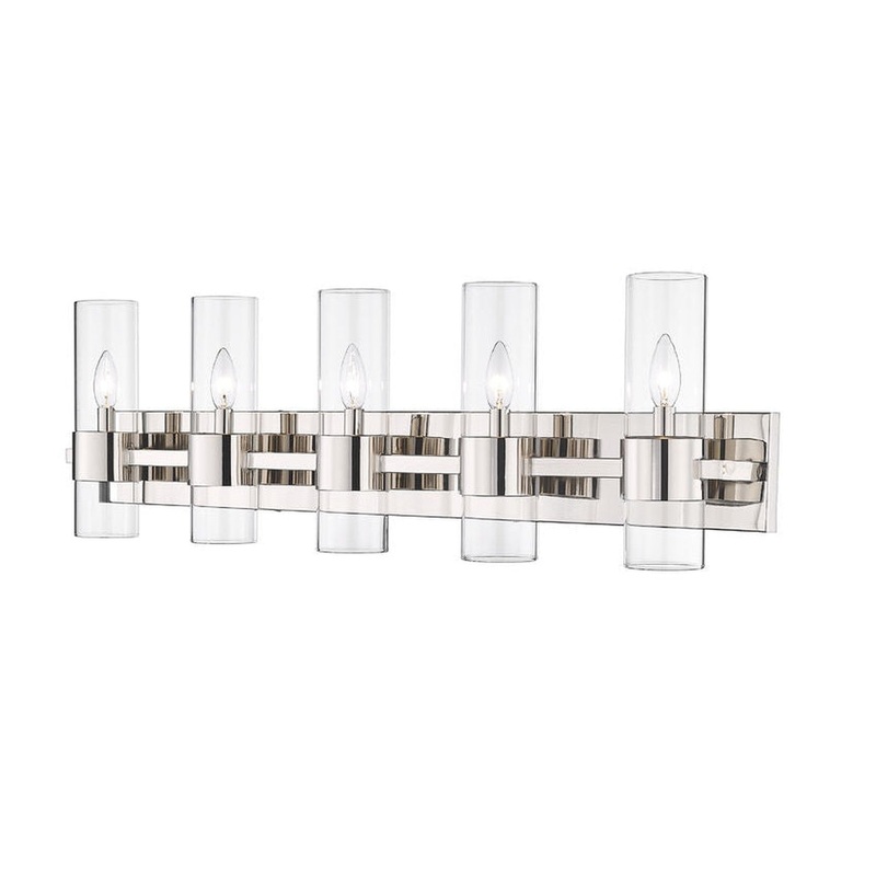Z-Lite Lawson 38" 5-Light Polished Nickel Vanity Light With Clear Glass Shade