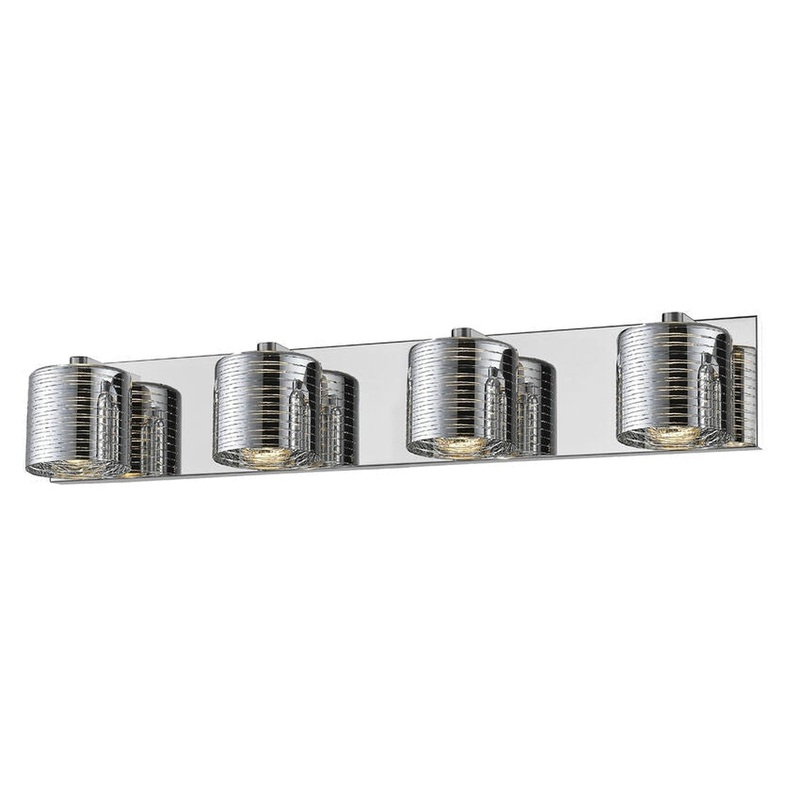 Z-Lite Sempter 28" 4-Light LED Chrome Vanity Light With Chrome Glass Shade