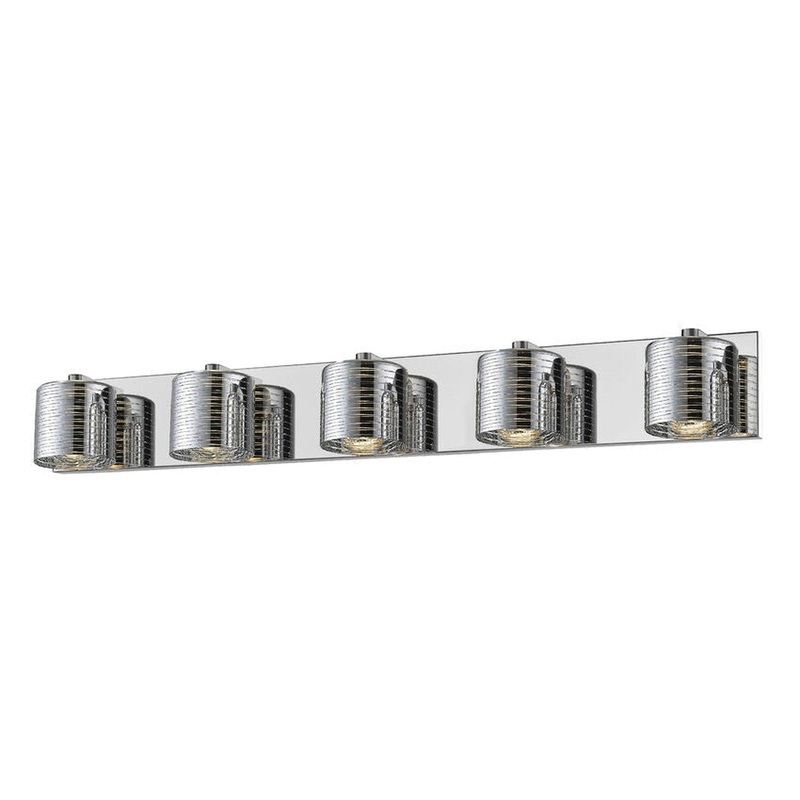 Z-Lite Sempter 36" 5-Light LED Chrome Vanity Light With Chrome Glass Shade