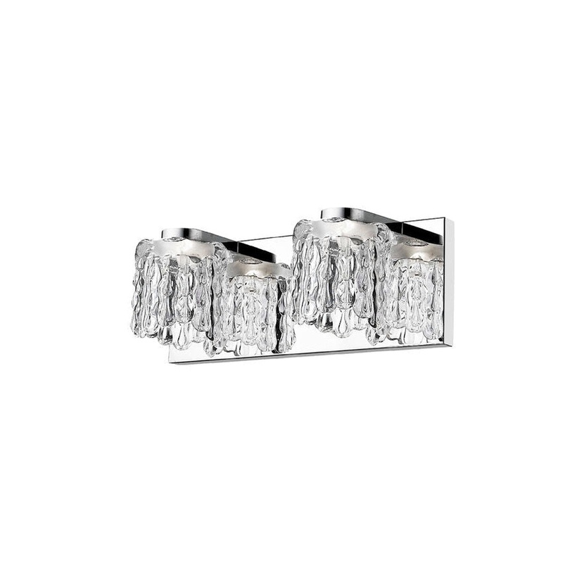 Z-Lite Tempest 13" 2-Light LED Chrome Vanity Light With Crystal Glass Shade
