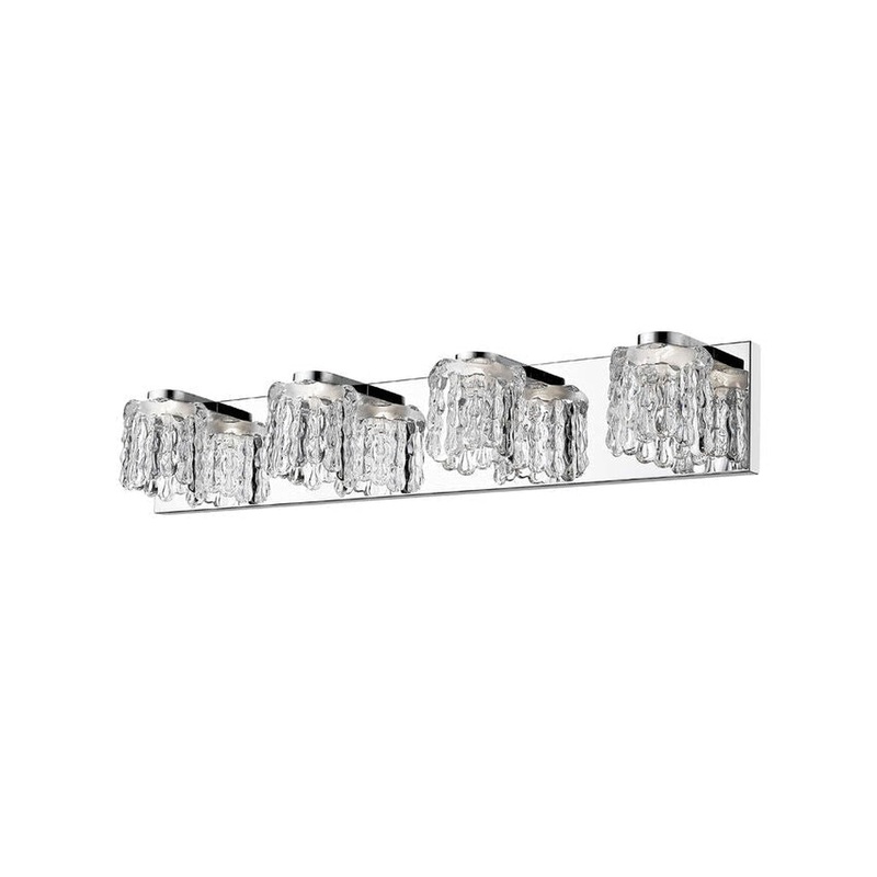 Z-Lite Tempest 28" 4-Light LED Chrome Vanity Light With Crystal Glass Shade