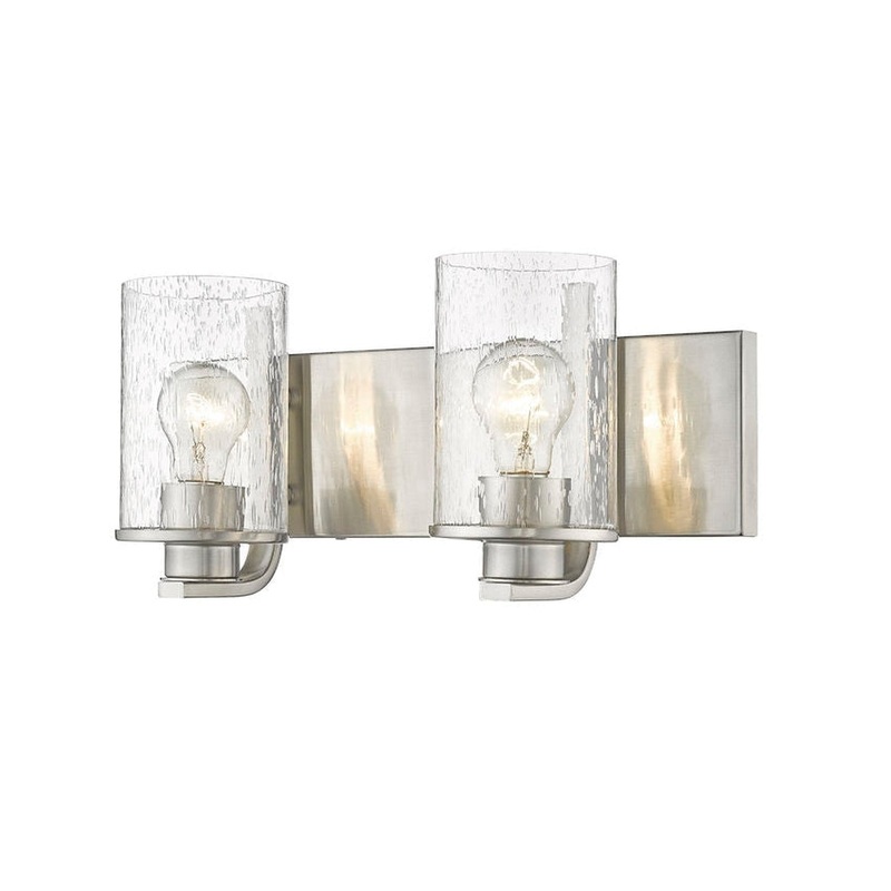 Z-Lite Beckett 16" 2-Light Brushed Nickel Vanity Light With Clear Seedy Glass Shade