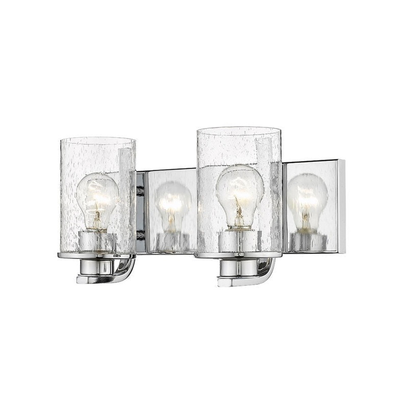 Z-Lite Beckett 16" 2-Light Chrome Vanity Light With Clear Seedy Glass Shade