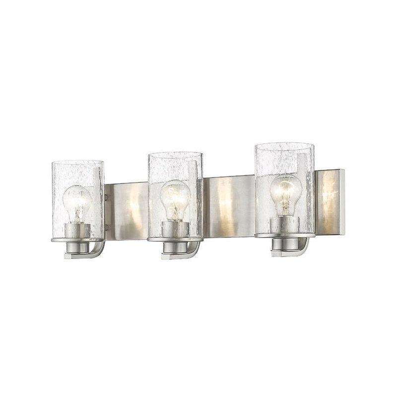 Z-Lite Beckett 23" 3-Light Brushed Nickel Vanity Light With Clear Seedy Glass Shade