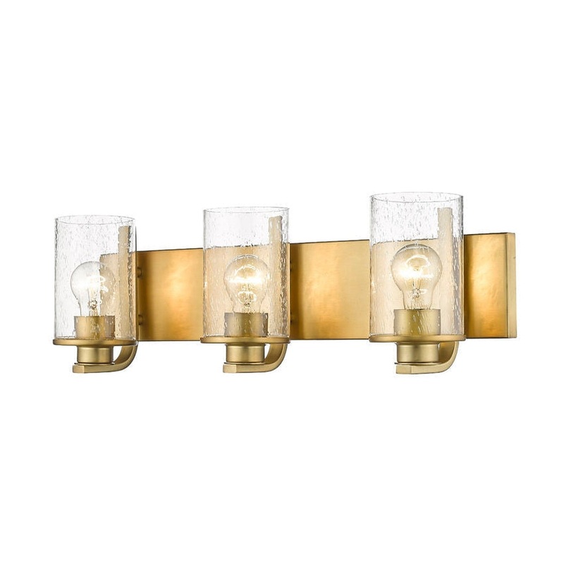 Z-Lite Beckett 23" 3-Light Olde Brass Vanity Light With Clear Seedy Glass Shade