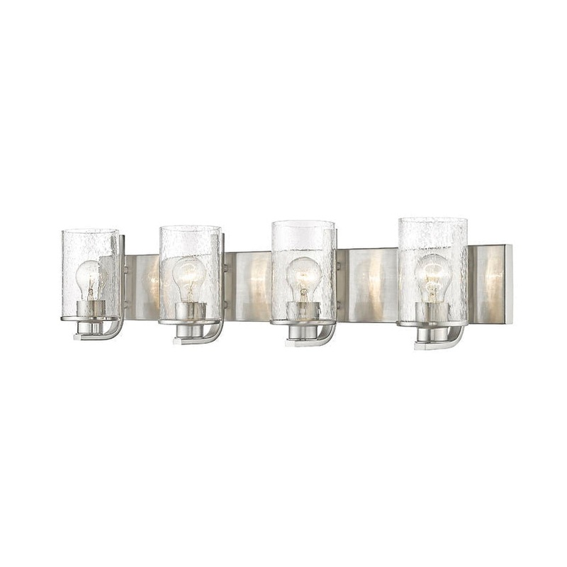Z-Lite Beckett 34" 4-Light Brushed Nickel Vanity Light With Clear Seedy Glass Shade
