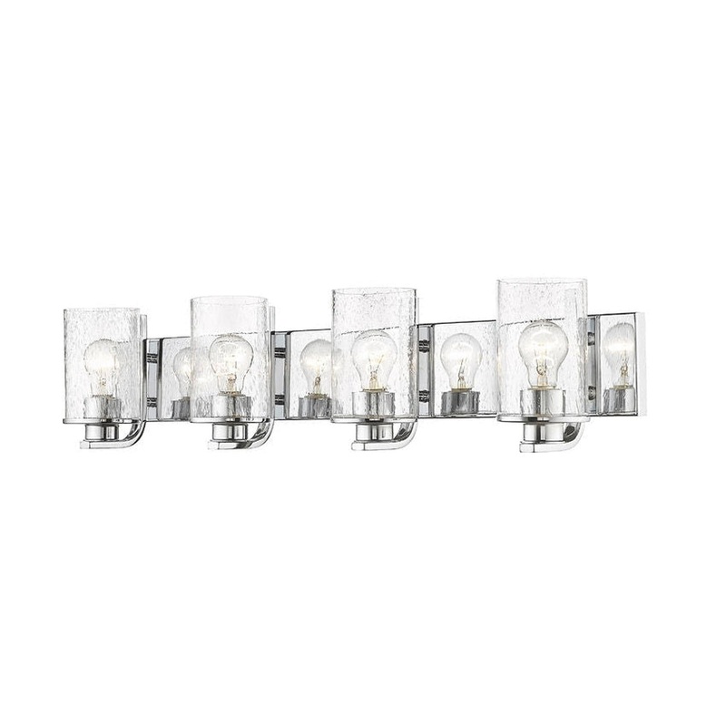 Z-Lite Beckett 34" 4-Light Chrome Vanity Light With Clear Seedy Glass Shade