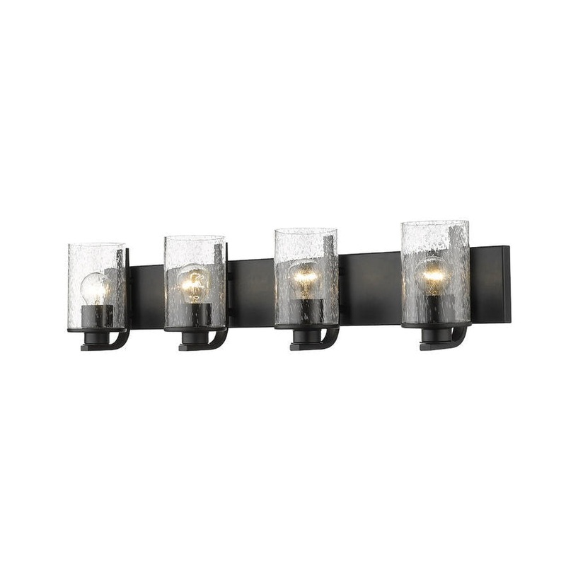 Z-Lite Beckett 34" 4-Light Matte Black Vanity Light With Clear Seedy Glass Shade