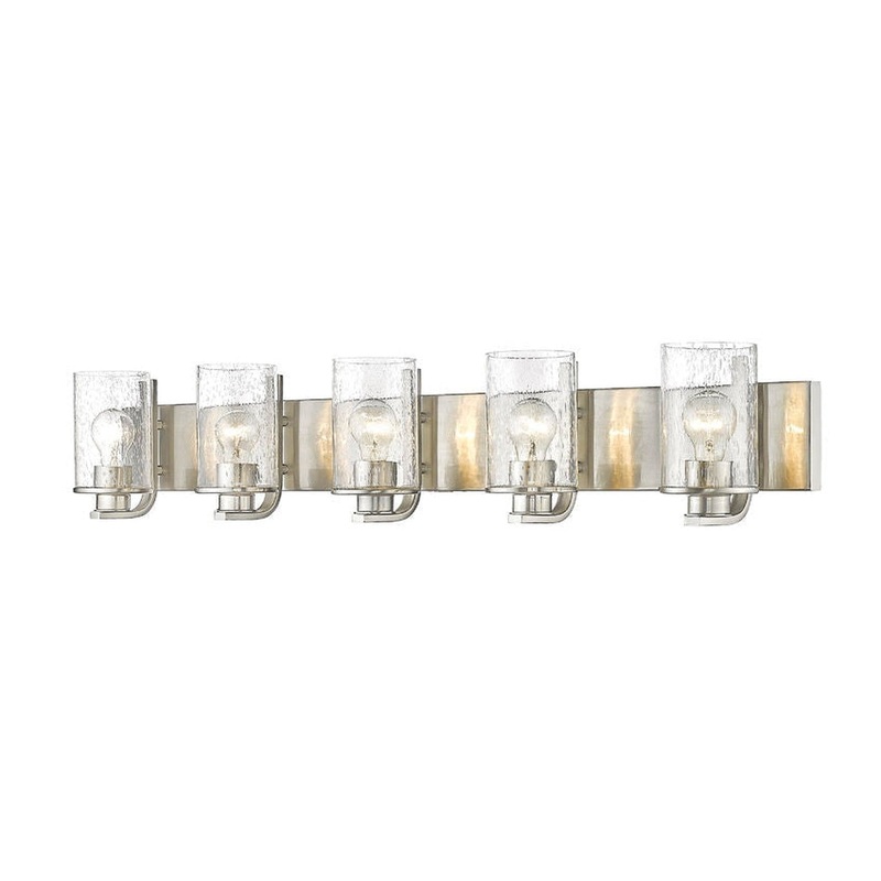 Z-Lite Beckett 42" 5-Light Brushed Nickel Vanity Light With Clear Seedy Glass Shade