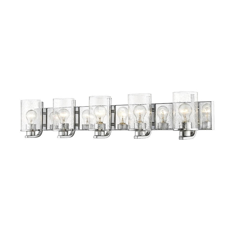 Z-Lite Beckett 42" 5-Light Chrome Vanity Light With Clear Seedy Glass Shade